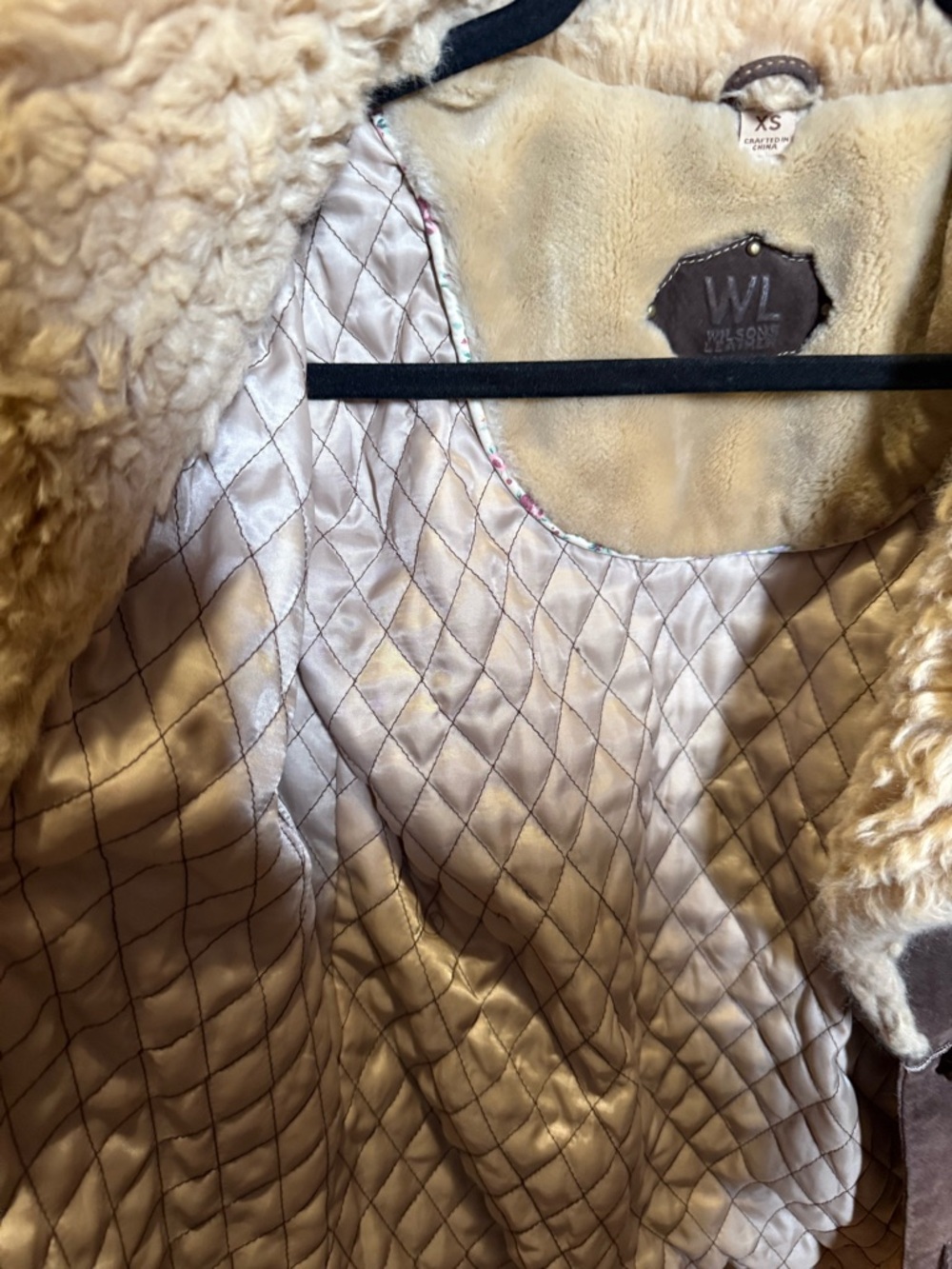 Vintage Wilson Leather Brown Shearling Coat - Cream Fur Trim - Picture 5 of 6